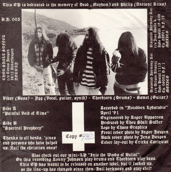 Thou Shalt Suffer – Open The Mysteries Of Your Creation - VG+ 7" Record 1991 Distorted Harmony Mexcio Vinyl, Insert & Numbered - Death Metal - Shuga Records