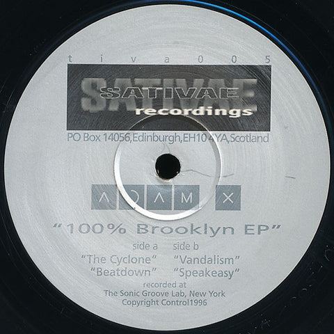 Adam X – 100% Brooklyn EP - VG+ 12" Single Record 1996 Sativae UK Import Vinyl - Techno