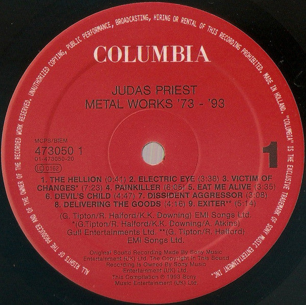Judas Priest ‎– Metal Works '73-'93 - VG+ 2 LP Record 1993 CBS UK Import Vinyl - Hard Rock / Heavy Metal - Shuga Records