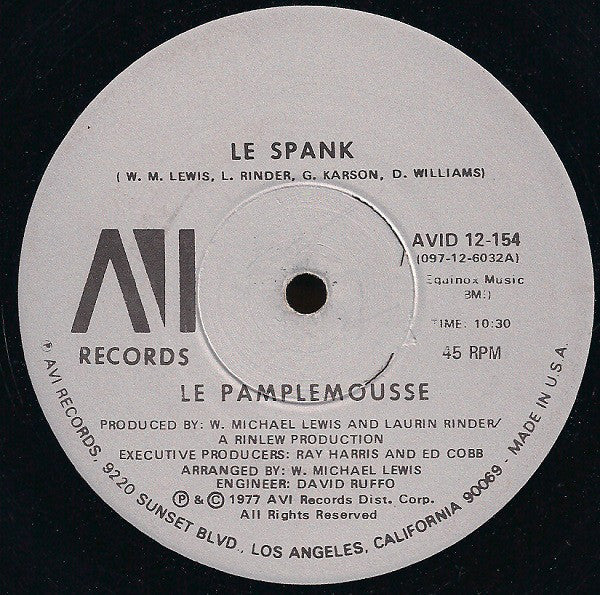 Le Pamplemousse ‎– Le Spank / Monkey See, Monkey Do - VG+ 12" Single Record USA 1977 - Disco