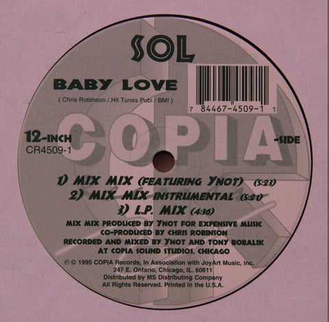 SOL – Baby Love - Mint- 12" Single Record 1995 Copia USA Vinyl - RnB / Neo Soul