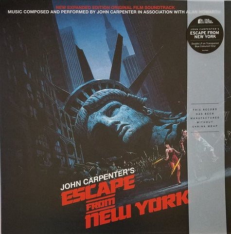 John Carpenter & Alan Howarth – Escape From New York (New Expanded Edition 1981) - New 2 LP Record 2022 Silva Screen Transparent Blue 180 gram Vinyl  - Soundtrack