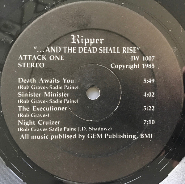 Ripper – ... And The Dead Shall Rise - Mint- LP Record 1986 Iron Works USA Vinyl - Heavy Metal - Shuga Records