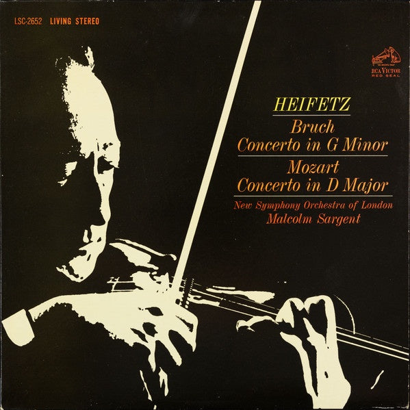 LSC-2652 Jascha Heifetz - Bruch/Mozart Violin Concerto - VG LP Record 1963 RCA Living Stereo USA SD Vinyl - Classical - Shuga Records