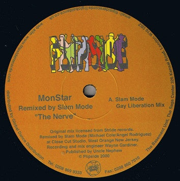 MonStar – The Nerve - New 12" Single Record 2000 Flipside UK Vinyl - Deep House - Shuga Records