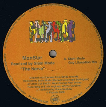 MonStar – The Nerve - New 12" Single Record 2000 Flipside UK Vinyl - Deep House