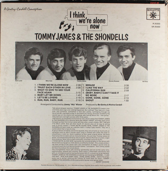 Tommy James & The Shondells – I Think We're Alone Now - VG LP Record 1967 Roulette USA Mono Vinyl - Pop Rock / Garage Rock
