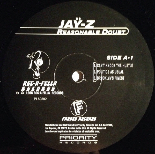 Jaÿ-Z – Reasonable Doubt - VG+ 2 LP Record 1996 Roc-A-Fella USA Original Rare Vinyl - Hip Hop
