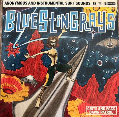 Blue Stingrays – Grits & Eggs - New 7" Single Record Store Day 2022 Epitone RSD Blue Translucent Vinyl & Dunlop Guitar Pick - Surf Rock