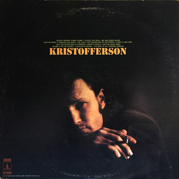 Kris Kristofferson – Kristofferson - Mint- LP Record 1970 Monument USA "April 1970" Vinyl - Country - Shuga Records