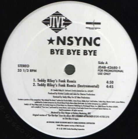 *NSYNC – Bye Bye Bye (The Teddy Riley Remixes) - VG+ 12" Single Record 2000 Jive USA Promo Vinyl - Pop / House / Europop