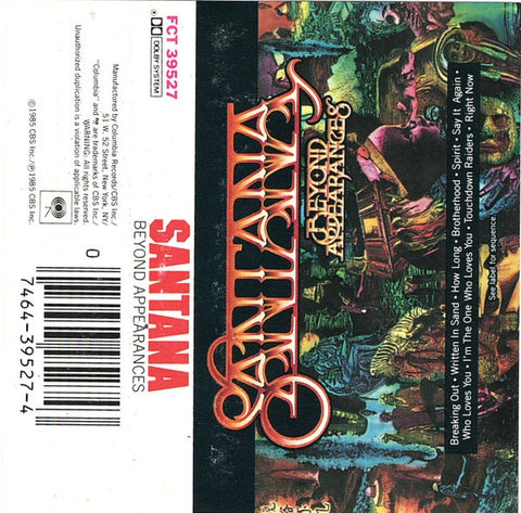 Santana – Beyond Appearances- Used Cassette 1985 Columbia Tape- Rock
