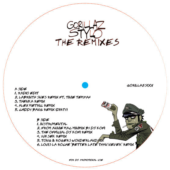 Gorillaz ‎– Stylo The Remixes - New EP Record 2010 Europe Import Random Colored Vinyl - Hip Hop / Electro / Trip Hop