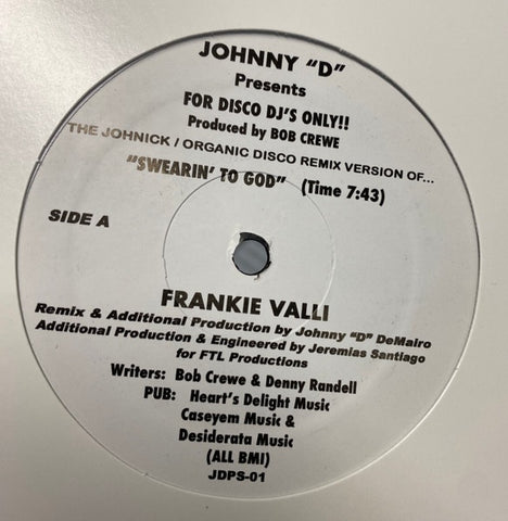 Frankie Valli – Swearin' To God (Remixes) (1975) - New 12" Single Record 2022 Private Stock UK Vinyl - Disco