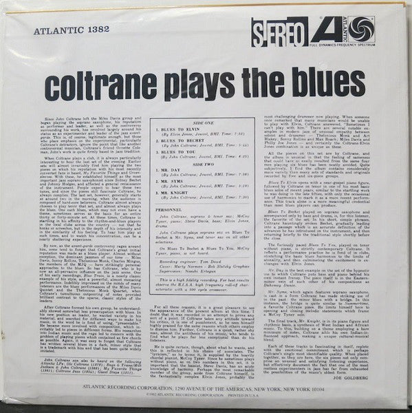 John Coltrane ‎– Coltrane Plays The Blues (1962) - New LP Record 2010 Atlantic USA 180 gram Vinyl - Jazz / Hard Bop - Shuga Records