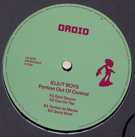 Idjut Boys – Portion Out Of Control - New 12" EP Record 2022 Droid UK Vinyl - Nu-Disco / Leftfield