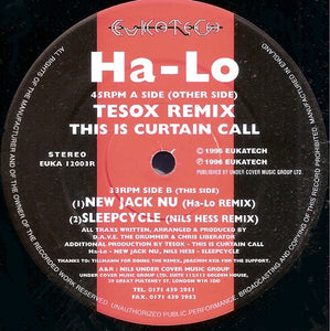 Ha-Lo – This Is Curtain Call (Remixes) - Mint- 12" Single Record 1996 Eukatech Vinyl - Techno / Acid