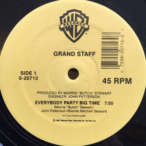 Grand Staff ‎– Everybody Party Big Time - VG+ 12" Single Record 1987 Warner Bros. Vinyl - Disco