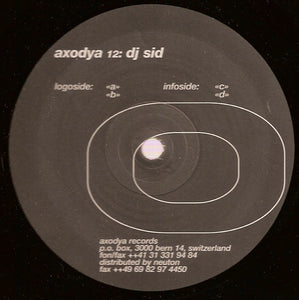 DJ Sid – Untitled - New 12" Single Record 1997 Axodya Switzerland Vinyl - Techno / Minimal