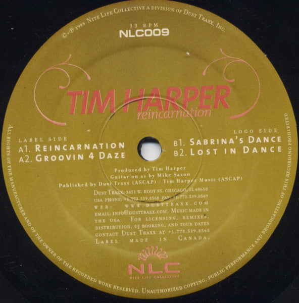 Tim Harper ‎– Reincarnation - New 12" Single Record 1999 Nite Life Collective USA Vinyl - Chicago Deep House