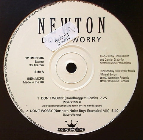 Newton – Don't Worry - New 12" Single Record 1997 UK Vinyl - Euro House / Hi NRG