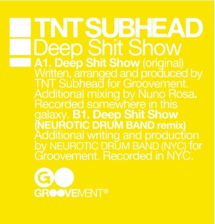 TNT Subhead – Deep Shit Show - Mint- 12" Single Record 2010 Groovement Red Vinyl - Deep House / Dub Techno