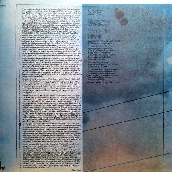 Pete Christlieb / Warne Marsh – Apogee - VG+ LP Record 1978 Warner USA Vinyl - Jazz / Post Bop / Modal - Shuga Records