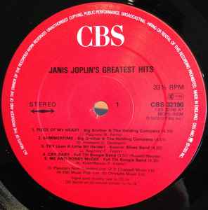 Janis Joplin – Janis Joplin's Greatest Hits (1973) - VG+ LP Record 1976 CBS UK Vinyl - Classic Rock / Blues Rock - Shuga Records