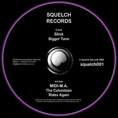 Slink / MIDI-M.A. – Bigger Tune / The Colombian Rides Again - New 12" Single 2004 UK Squelch Vinyl - Techno / Acid / Breaks - Shuga Records