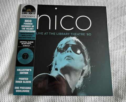 Nico – Live At The Library Theatre '80 - New LP Record Store Day 2023 Cherry Red  Culture Factory RSD Clear Blue Vinyl - Rock / Folk Rock