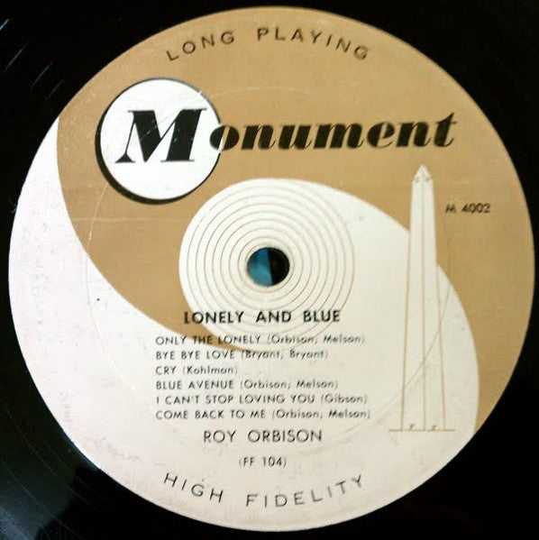 Roy Orbison – Lonely And Blue - VG LP Record 1961 Monument USA Mono Vinyl - Rock & Roll - Shuga Records