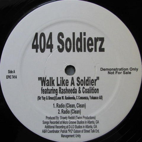404 Soldierz – Walk Like A Soldier - M- 12" Single Record USA Vinyl - Hip Hop