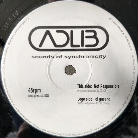 DJ ADS & Wormboy – Sounds Of Synchronicity - New 12" Single Record Adlib UK Vinyl - Breaks / Techno