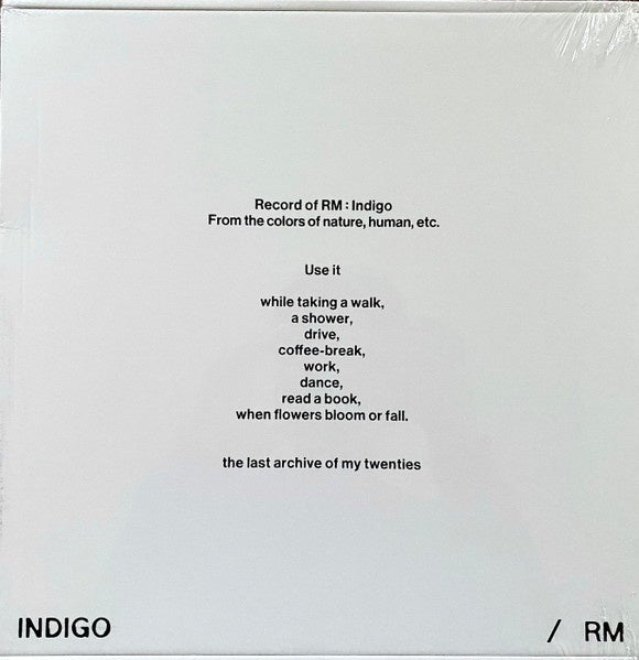 RM (BTS) – Indigo - New LP Record Box 2023 Bighit Music Clear with Blue Splatter Vinyl & Inserts - K-pop / Contemporary R&B / Pop Rap - Shuga Records