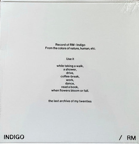 RM (BTS) – Indigo - New LP Record Box 2023 Bighit Music Clear with Blue Splatter Vinyl - K-pop / Contemporary R&B / Pop Rap