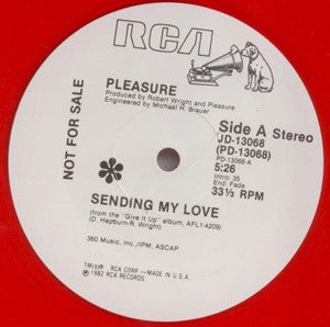 Pleasure  – Sending My Love - VG+ 12" Promo Single Record 1982 RCA Victor Red Vinyl - Disco