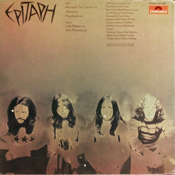 Epitaph – Epitaph - VG+ LP Record 1971 Polydor Germnay Vinyl - Hard Rock - Shuga Records