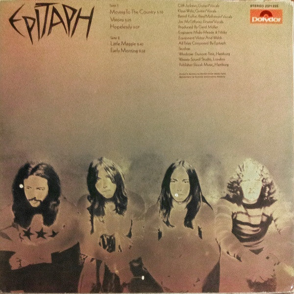 Epitaph – Epitaph - VG+ LP Record 1971 Polydor Germnay Vinyl - Hard Rock