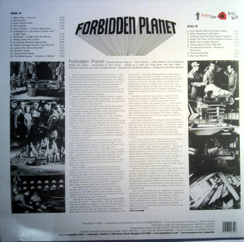 Louis and Bebe Barron ‎– Forbidden Planet (1976) - Mint- LP Record 2011 Poppydisc UK Import Vinyl - Soundtrack - Shuga Records