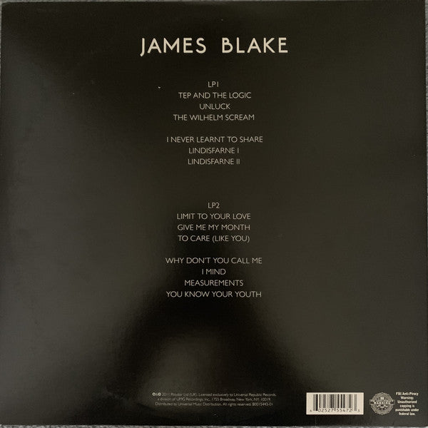 James Blake - James Blake -New 2 LP Record 2011 Polydor USA 180 Vinyl - Electronic / Soul / Dubstep - Shuga Records