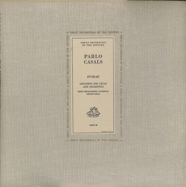 Pablo Casals - Dvorak: Conceto for Cello - VG Mono 1954 RCA USA - B16-005