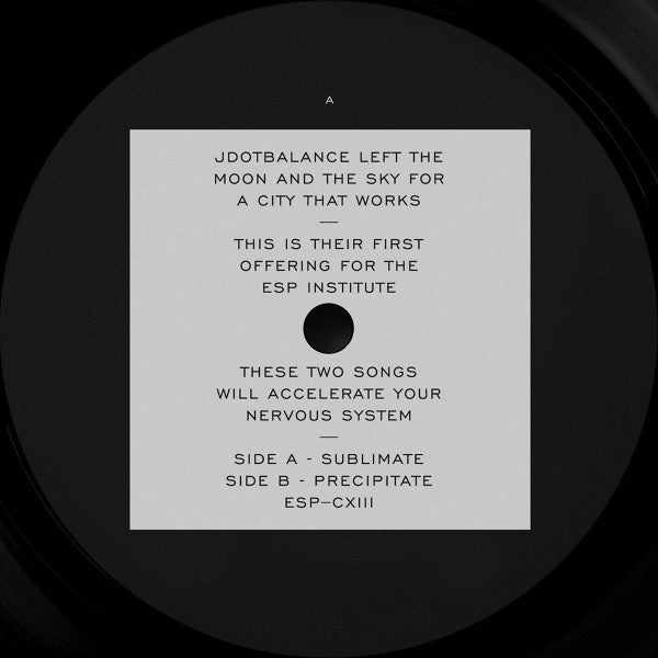 Jdotbalance – Sublimate - New 12" Single Record 2023 ESP Institute - Techno / Leftfield
