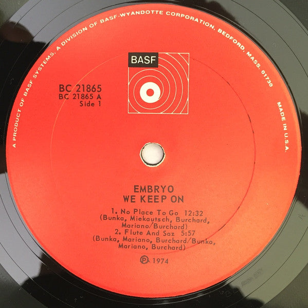 Embryo Featuring Charlie Mariano – We Keep On - Mint- LP Record 1974 BASF USA Vinyl - Krautrock / Jazz-Rock - Shuga Records
