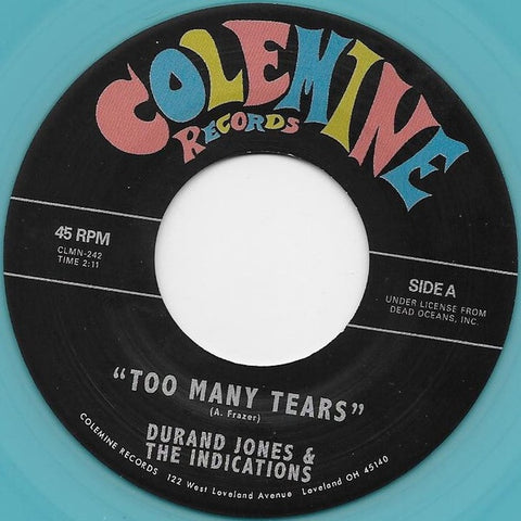 Durand Jones & The Indications - Too Many Tears / Cruisin' to the Parque - New 7" Single Record 2023 Colemine Sea Glass Blue Vinyl - Soul / lounge-pop