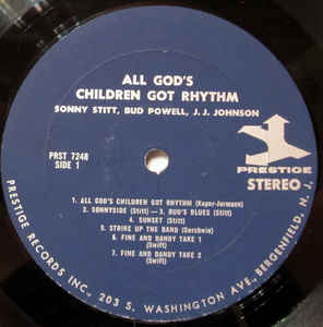 Sonny Stitt with Bud Powell and J. J. Johnson ‎– All God's Children Got Rhythm VG- (No Original Cover) 1965 Prestige USA - Cool Jazz