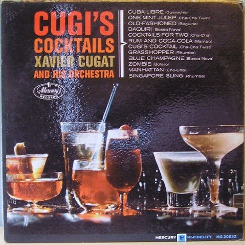 Xavier Cugat And His Orchestra – Cugi's Cocktails - VG LP Record 1963 Mercury USA Mono Vinyl - Jazz / Space-Age