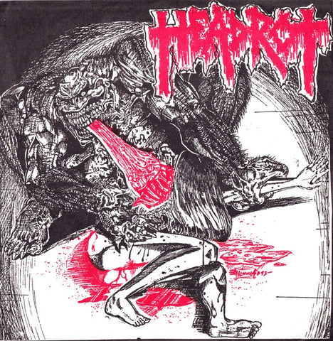 Headrot – Among The Remains - Mint- 7" EP Record 1992 Dissonant USA Vinyl & 3x Inserts - Death Metal