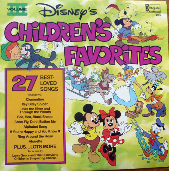 Larry Groce And The Disneyland Children's Sing-Along Chorus - Disney's Children's Favorites Volume III - VG+ LP Record 1986 Disneyland USA Vinyl & Book - Children's - Shuga Records