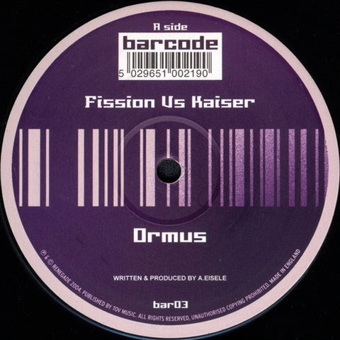 Fission Vs Kaiser – Ormus / Cruel Intentions - Mint- 12" Single Record 2004 Barcode UK Vinyl - Drum n Bass