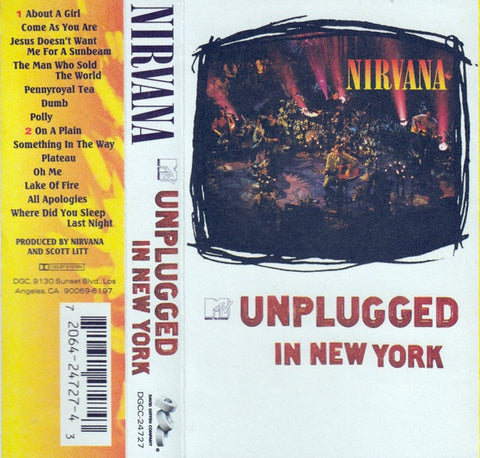 Nirvana – MTV Unplugged In New York- Used Cassette 1994 DGC Tape- Rock/Grunge